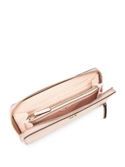 Shop Tory Burch Robinson Metallic Leather Continental Wallet In Light Rose