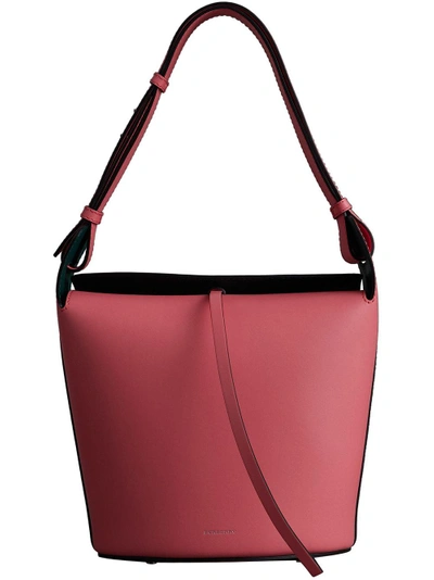 Shop Burberry The Medium Leather Bucket Bag - Pink