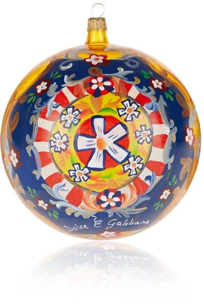 Shop Dolce & Gabbana Painted Glass Bauble In Yellow