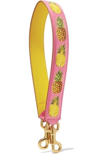 Shop Dolce & Gabbana Printed Textured-leather Bag Strap In Pink