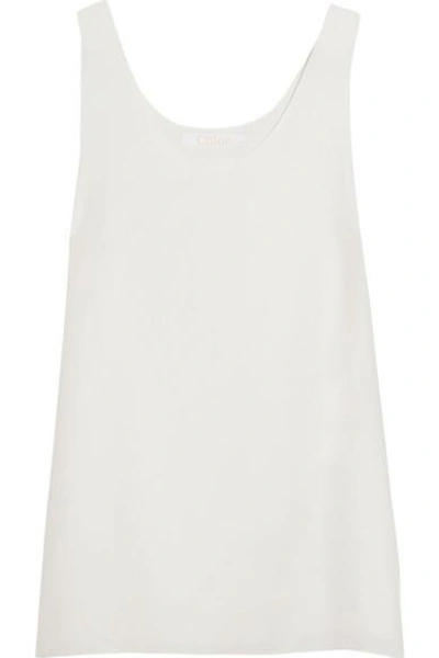 Shop Chloé Iconic Silk Crepe De Chine Tank In Ivory