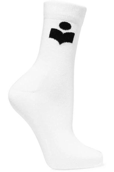 Shop Isabel Marant Visby Cotton-blend Socks In White