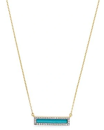 Shop Adina Reyter 14k Yellow Gold Turquoise & Diamond Bar Pendant Necklace, 17 In Blue/gold