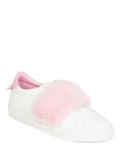 Shop Givenchy Urban Knot Mink Band Slip-on Sneakers In White Pink