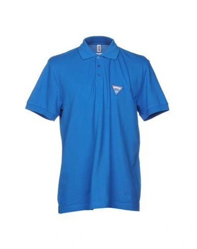 Shop Moschino Man Polo Shirt Blue Size L Cotton