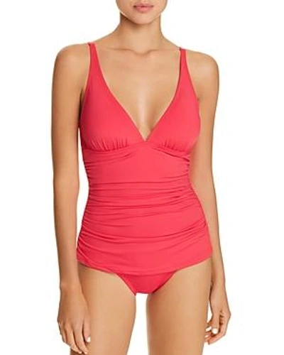 Shop Tommy Bahama Pearl Solids V Neck One Piece Swimsuit In Cerise
