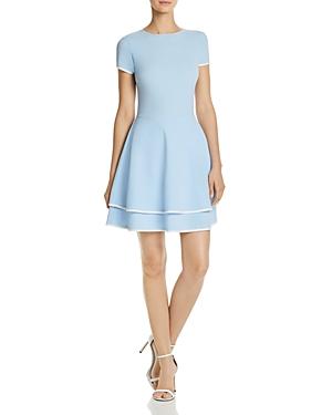 sky blue fit and flare dress