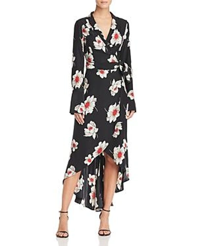Shop Equipment Gowin Floral-silk Wrap Dress In True Black Multi