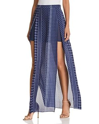 Shop Ramy Brook Jayden Slit-front Maxi Skirt In Spring Navy Combo