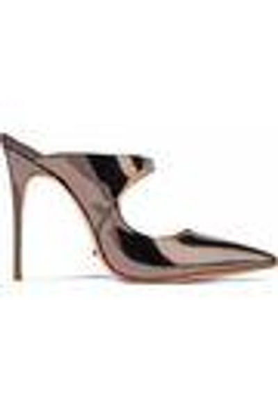 Shop Schutz Woman Nicolly Mirrored-leather Mules Gunmetal