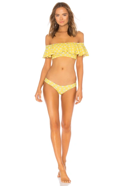 Shop Lisa Marie Fernandez Mira Flounce Bikini Set In Lemon