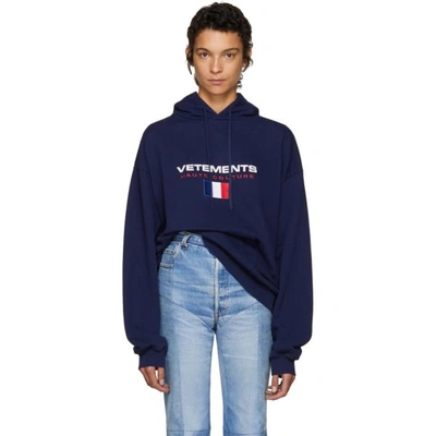 Navy Flag Logo Stoner Hoodie