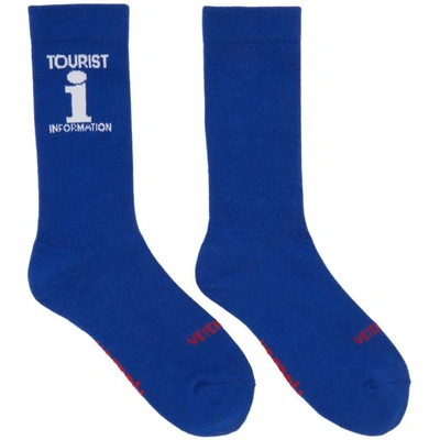 Shop Vetements Blue Reebok Edition Tourist Socks