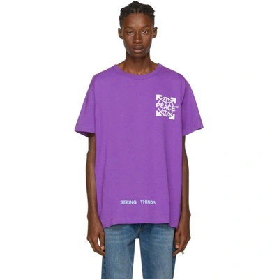 Shop Off-white Purple Peace Globe T-shirt In 2901 Violet White