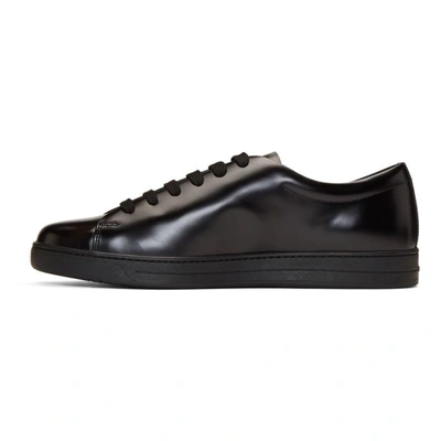 Shop Prada Black Leather Sneakers