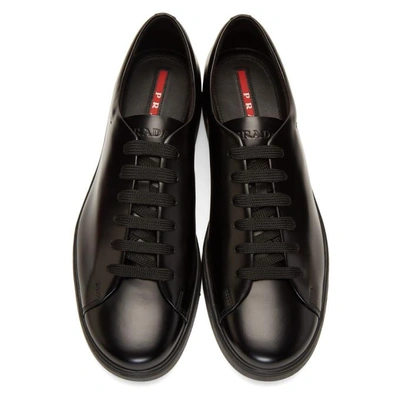 Shop Prada Black Leather Sneakers