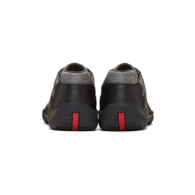 Shop Prada Black Leather And Mesh Sneakers In F0i2l Nero + Palladi