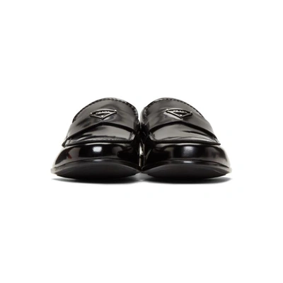 Shop Prada Black Logo Loafers