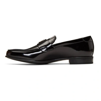 Shop Prada Black Logo Loafers