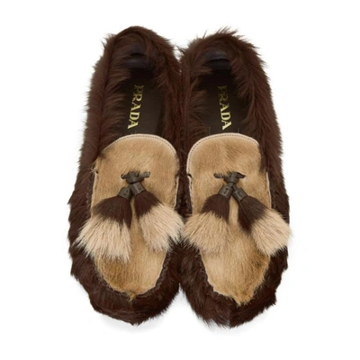 Shop Prada Ssense Exclusive Brown Fur Loafers