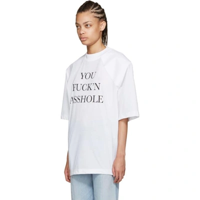 Shop Vetements White 'you Fuck'n Asshole' Football Shoulder T-shirt