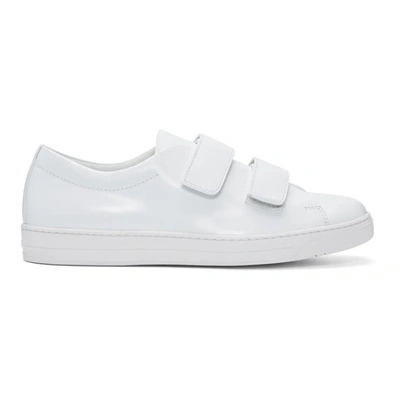 Shop Prada White Two Strap Sneakers