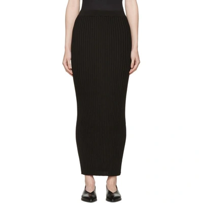 Shop Rosetta Getty Black Ribbed Long Skirt