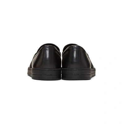 Shop Prada Black Leather Slip-on Sneakers