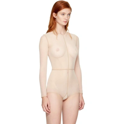 Shop Ann Demeulemeester Beige La Fille Do Edition Tulle Bodysuit In 030 Skin