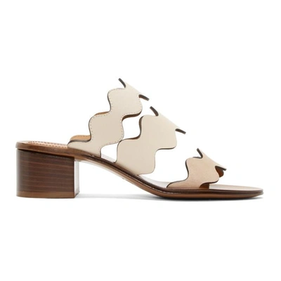 Shop Chloé Ivory & Beige Lauren Heeled Sandals