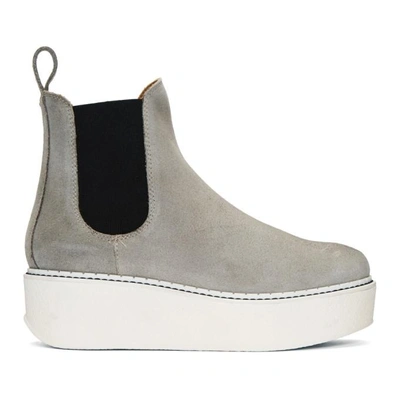 Shop Flamingos Ssense Exclusive Grey Suede Gibus Platform Boots In 2747 Grey/off White