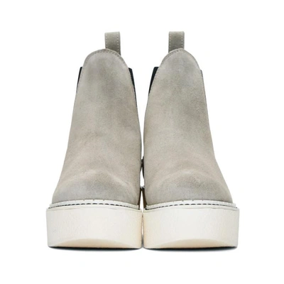 Shop Flamingos Ssense Exclusive Grey Suede Gibus Platform Boots In 2747 Grey/off White