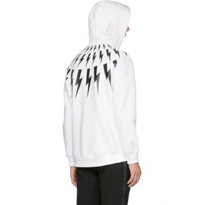 Shop Neil Barrett Off-white & Black Fairisle Thunderbolt Zip Hoodie