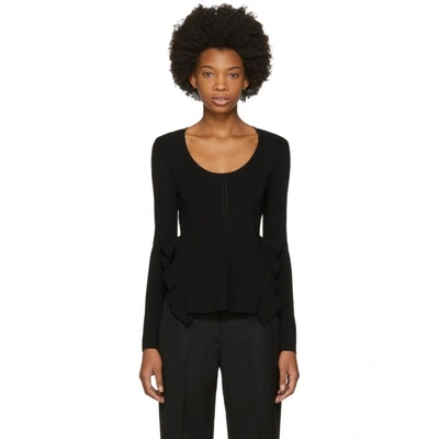 Shop Opening Ceremony Black Long Sleeve Side Flounce T-shirt In 0001 Black