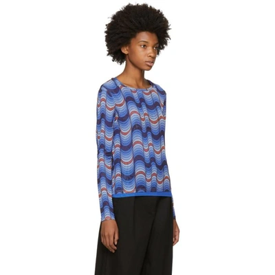 Shop Opening Ceremony Blue Long Sleeve Double Layer T-shirt