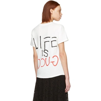 Shop Gucci White Life Is  T-shirt In 9230 White