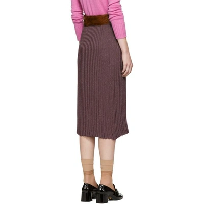 Shop Prada Burgundy Lurex Plissé Skirt