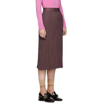 Shop Prada Burgundy Lurex Plissé Skirt