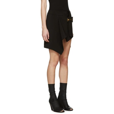 Shop Anthony Vaccarello Black Belted Asymmetrical Skirt