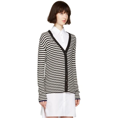 Shop Proenza Schouler Black & White Striped Cardigan