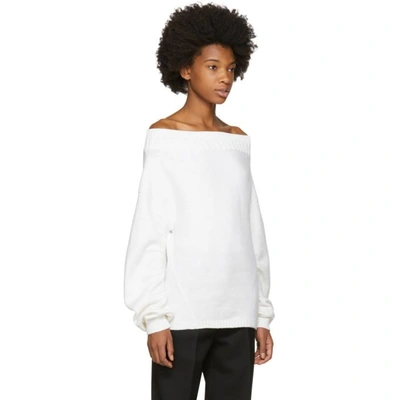 Shop Opening Ceremony White Wool Off-the-shoulder Sweater