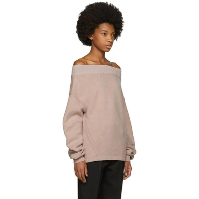 Shop Opening Ceremony Pink Wool Off-the-shoulder Sweater In 6301 Ash Rose