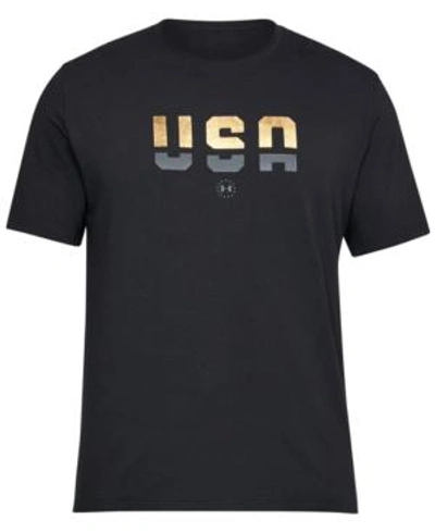 Shop Under Armour Men's Charged Cotton Usa Metallic T-shirt In White