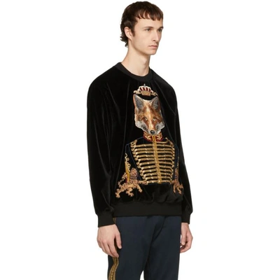 Shop Dolce & Gabbana Dolce And Gabbana Black Velvet Royal Fox Sweatshirt In N0000 Black