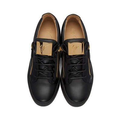 Shop Giuseppe Zanotti Black Leather London Sneakers