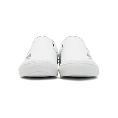 Shop Neil Barrett White Thunderbolt Slip-on Sneakers In 526 White/black