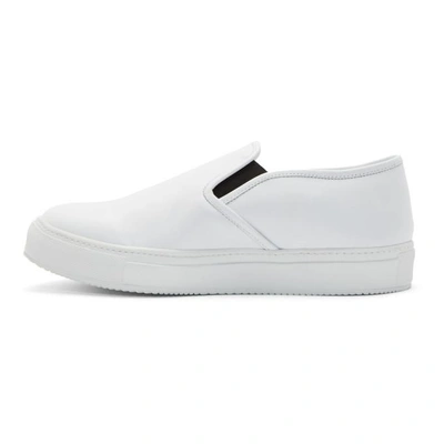 Shop Neil Barrett White Thunderbolt Slip-on Sneakers In 526 White/black