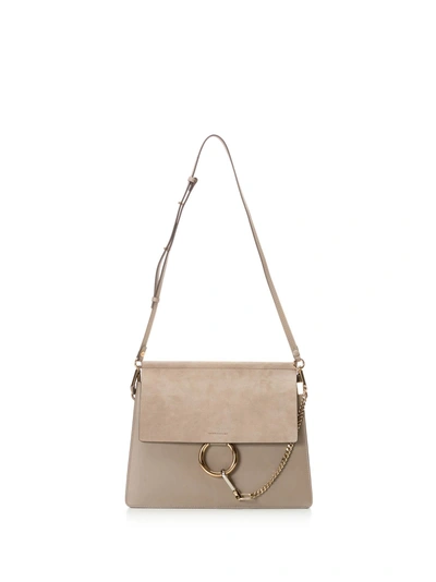 Shop Chloé Chloe Beige Faye Shoulder Bag In Nr23w Motty Grey