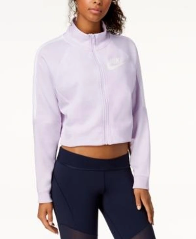 Shop Nike Sportswear Cropped Track Jacket In Barely Grape/white