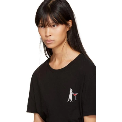 Shop Saint Laurent Black Martini Cat T-shirt In 1092 Black